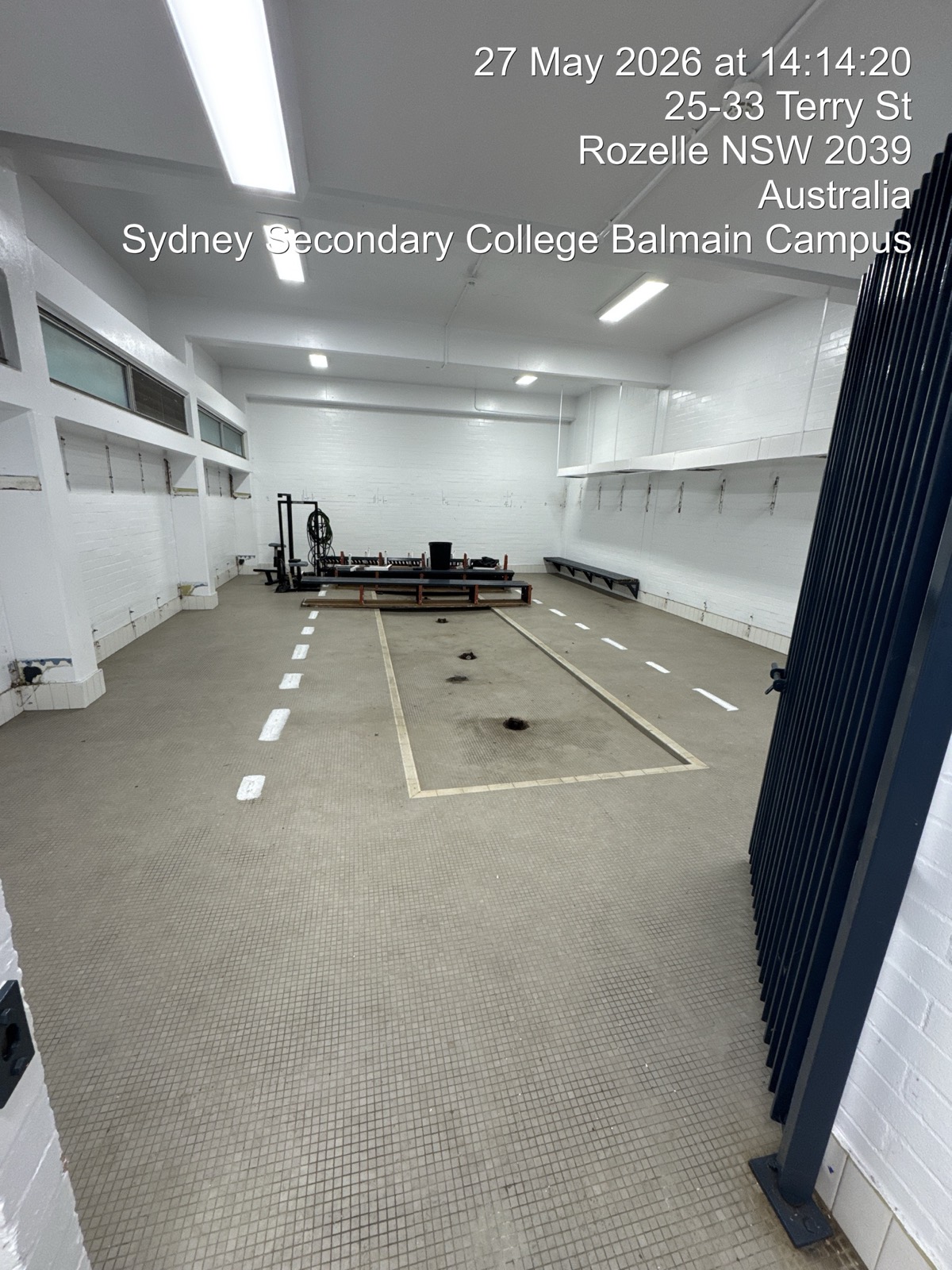 Cleared amenities space after strip-out, Sydney Secondary College Balmain Campus