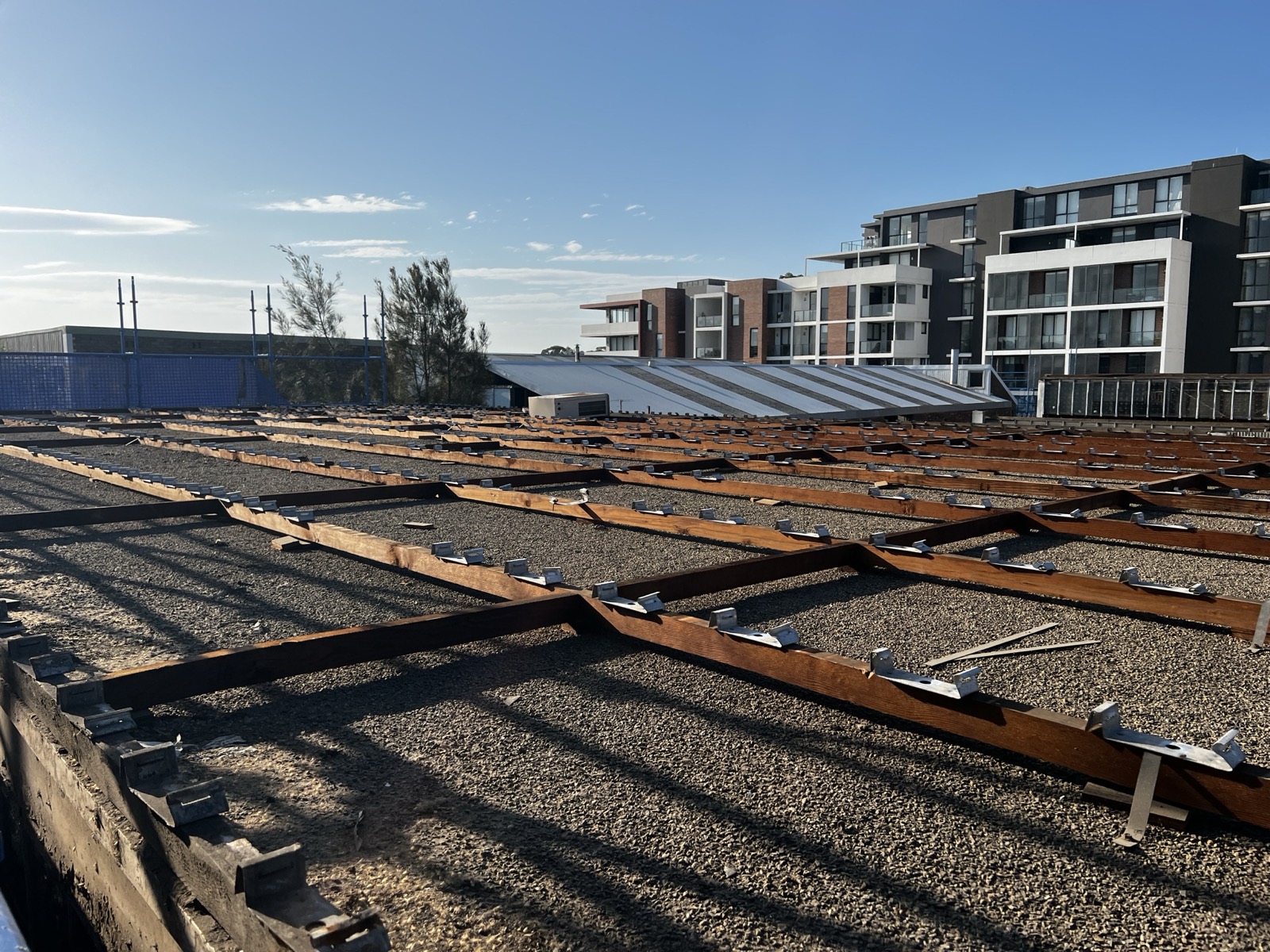 Roof structure stripped clean after asbestos removal